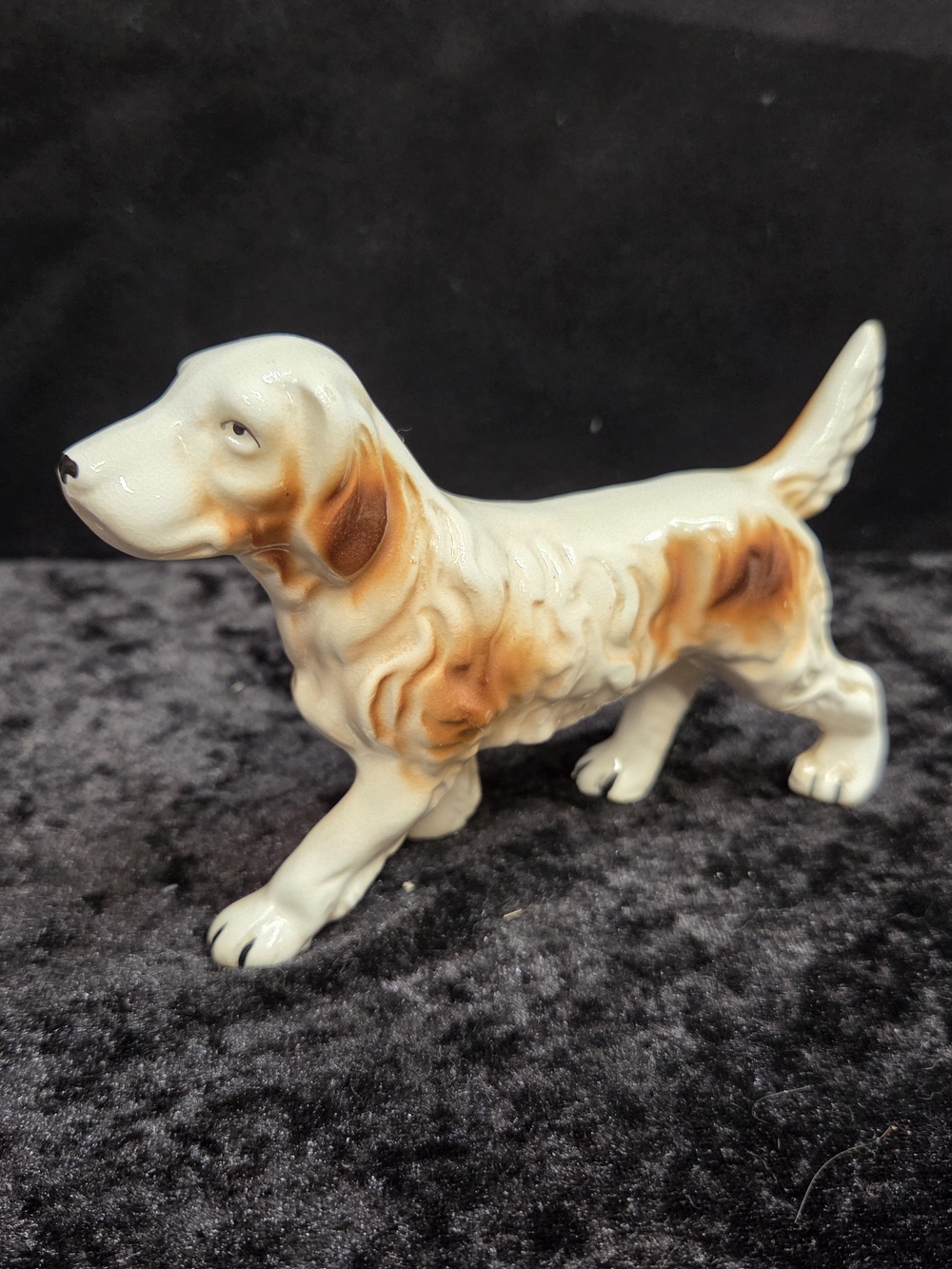Vintage Ceramic English Setter Dog Figurine Brown White, Japan